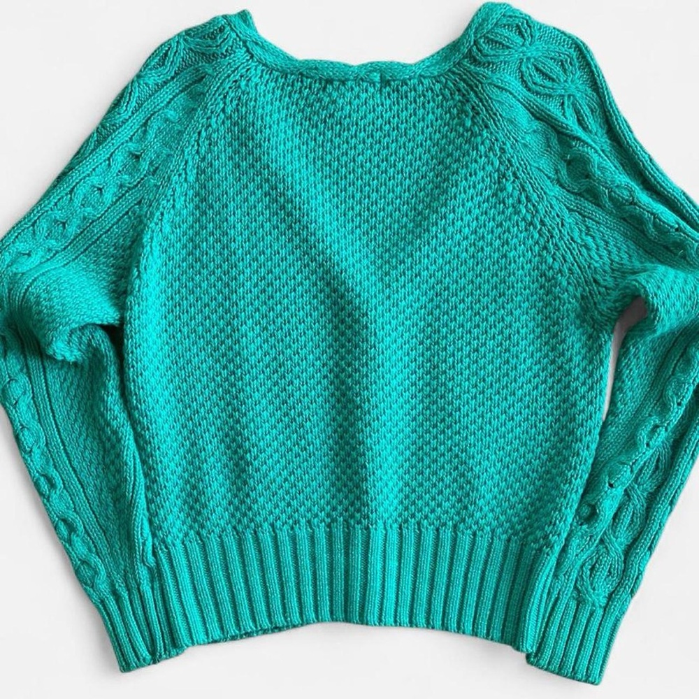 Vintage Aqua Green Chunky Knit Hunter’s Run Button Front Cardigan Sweater S - Picture 6 of 9